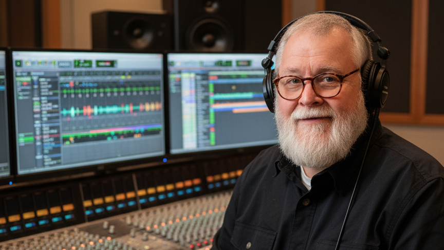 Paul in the audio studio